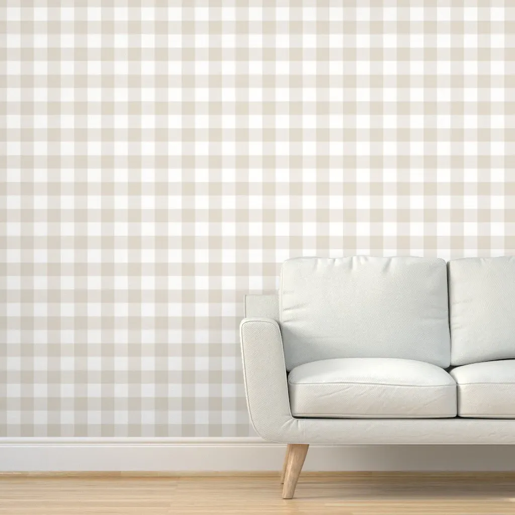 Gingham Plaid Peel and Stick Wallpaper - Beige product