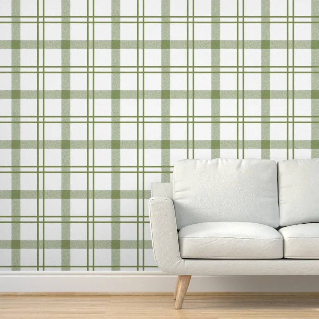 Gingham Plaid Peel and Stick Wallpaper - Sage Green product
