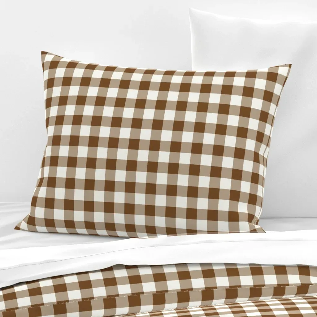 Gingham Standard Knife Edge Pillow Sham - Brown, Cotton Sateen product