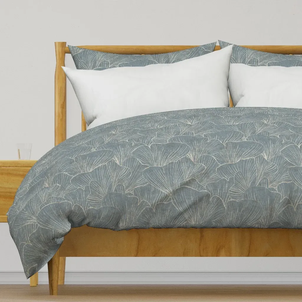 Gingko Leaf Japandi Duvet Cover - Dusty Blue product
