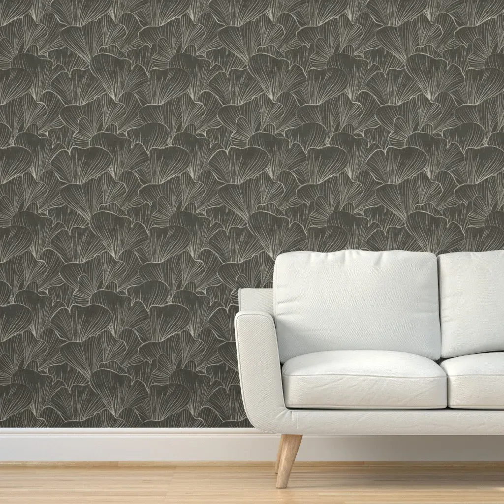 Gingko Leaf Japandi Peel and Stick Wallpaper - Dark Gray product