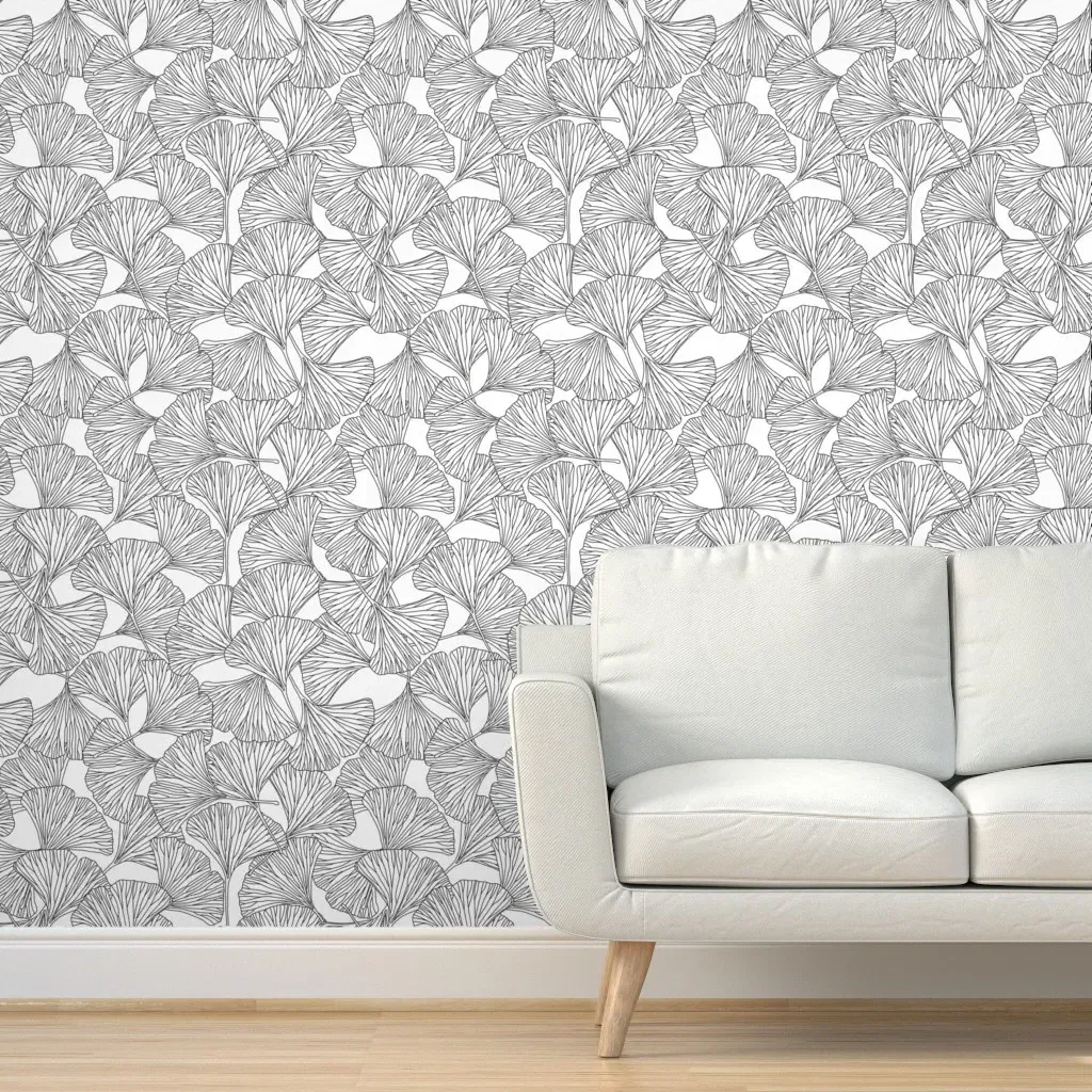 Gingko Peel and Stick Wallpaper Removable - White product