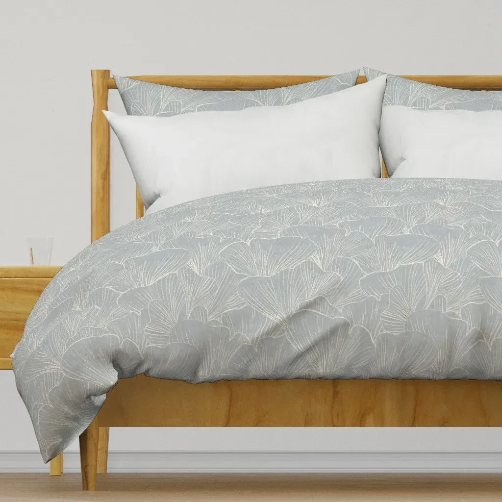 Ginkgo Leaf Japandi Botanical Duvet Cover - Dusty Blue product