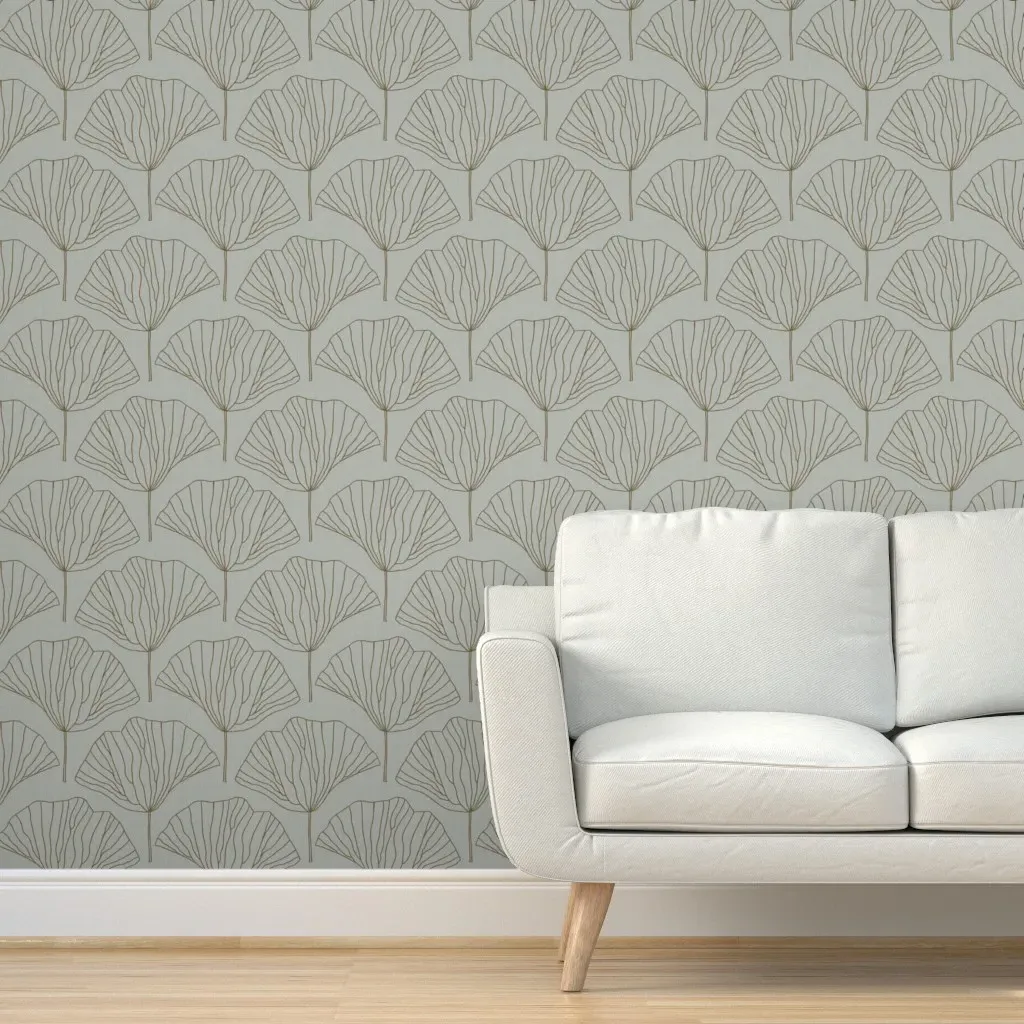 Ginkgo Leaf Scallop Peel and Stick Wallpaper - Light Gray product