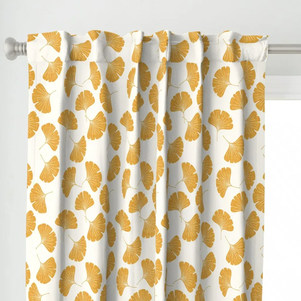 Ginkgo Leaves Curtain Panel - Golden Yellow alternate view