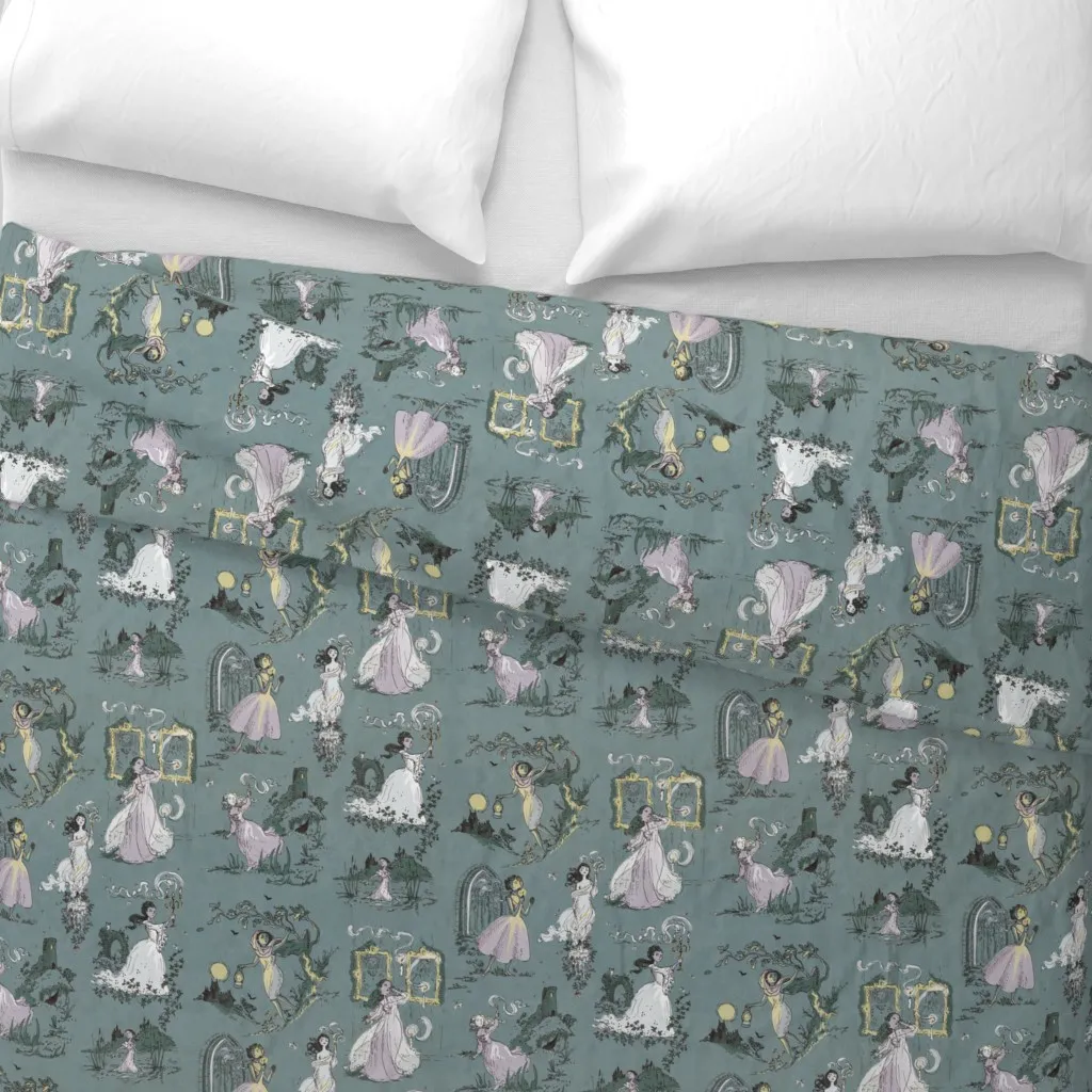 Girls Running From Houses Duvet Cover - Dusty Blue alternate view