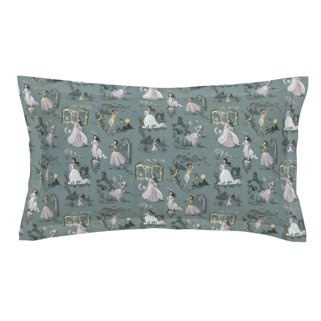 Girls Running From Houses King Pillow Sham - Dusty Blue product