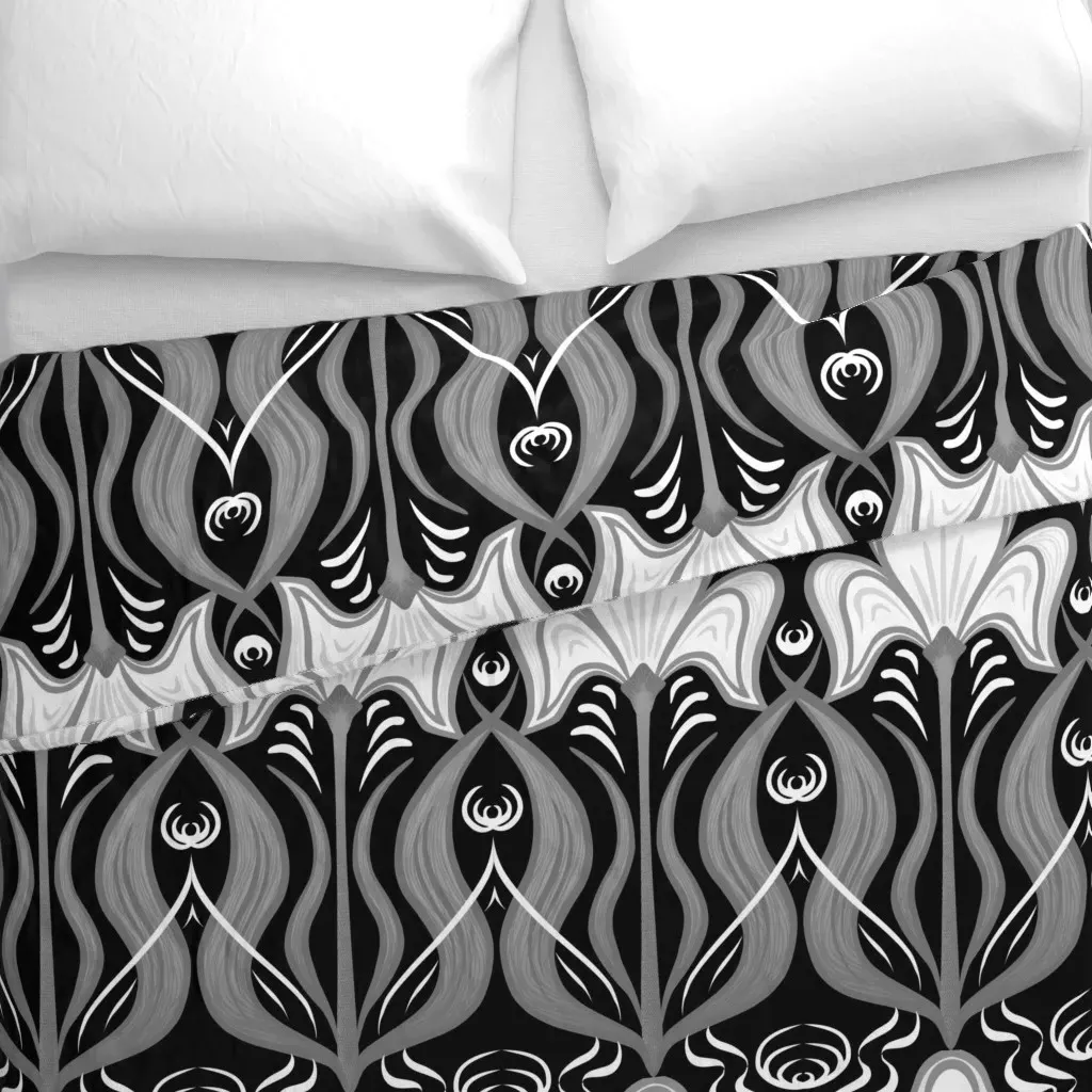 Glamorous Iris Duvet Cover - Black and White alternate view