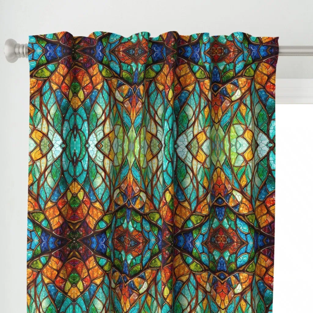 Glas Art Pattern 2 Curtain Panel - Teal alternate view