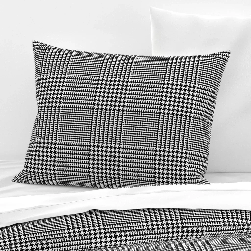Glen Check Plaid Standard Knife Edge Cushion - Black, Cotton Sateen product