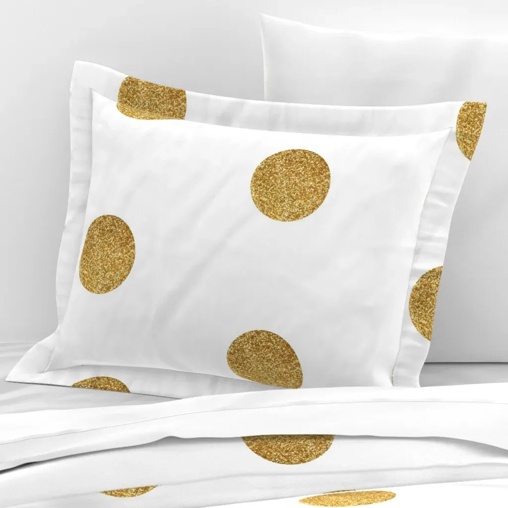 Glitter Polka Dot Standard Flanged Pillowcase - Gold, Cotton Sateen product
