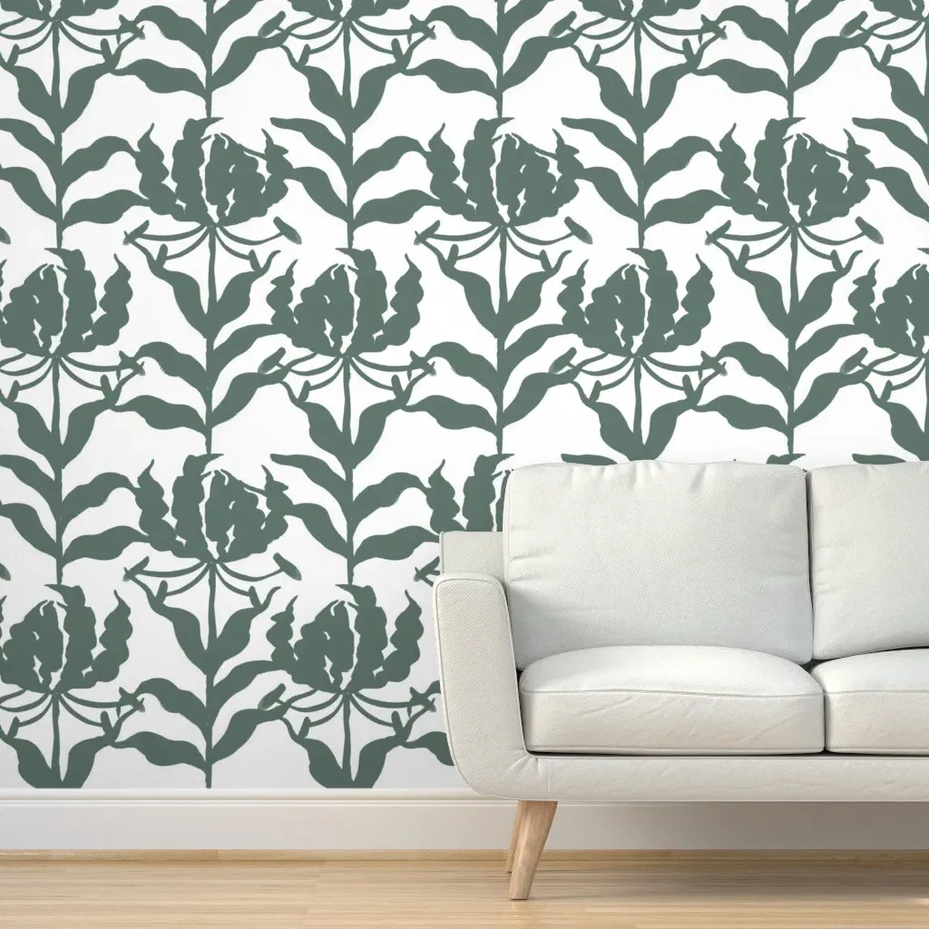 Glory Lily Large Scale Peel and Stick Wallpaper - Sage Green product