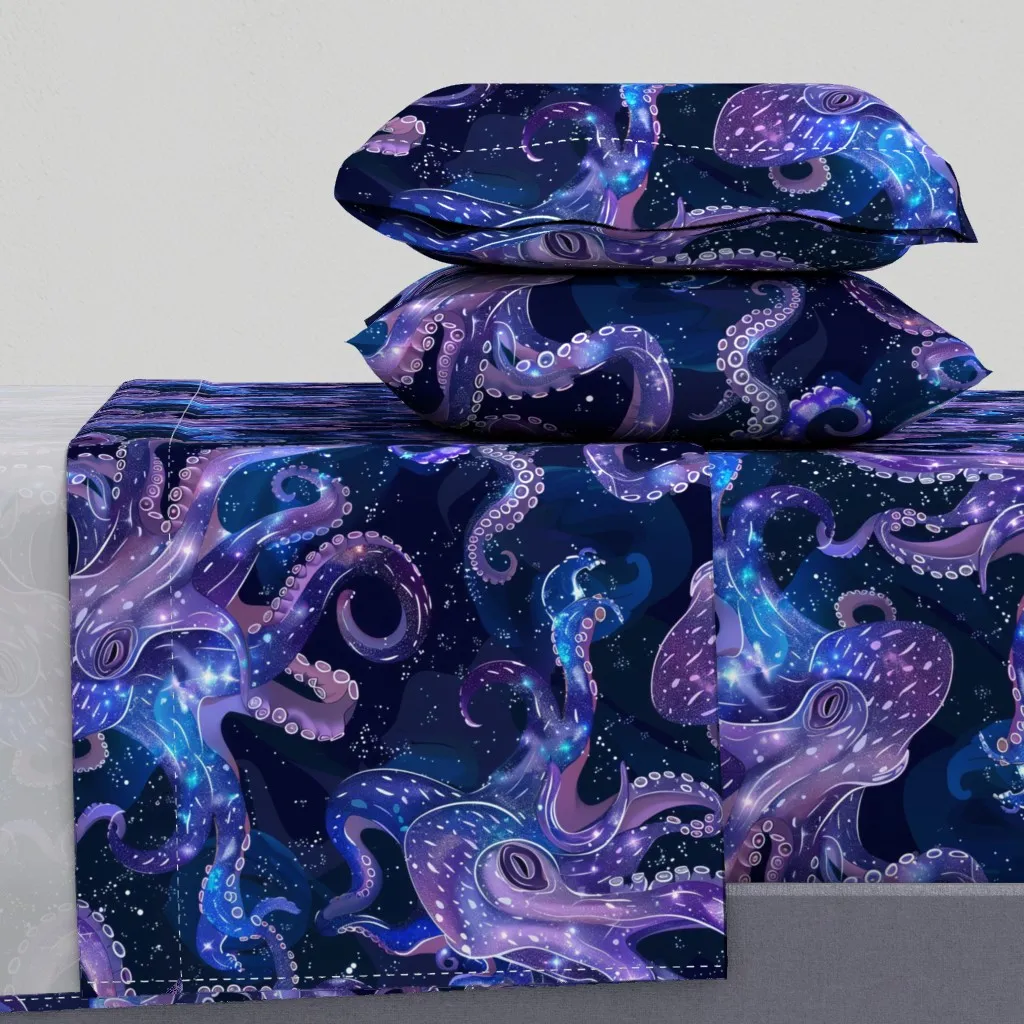 Glowing Bioluminescent Octopus King Size Sheet Set - Purple product