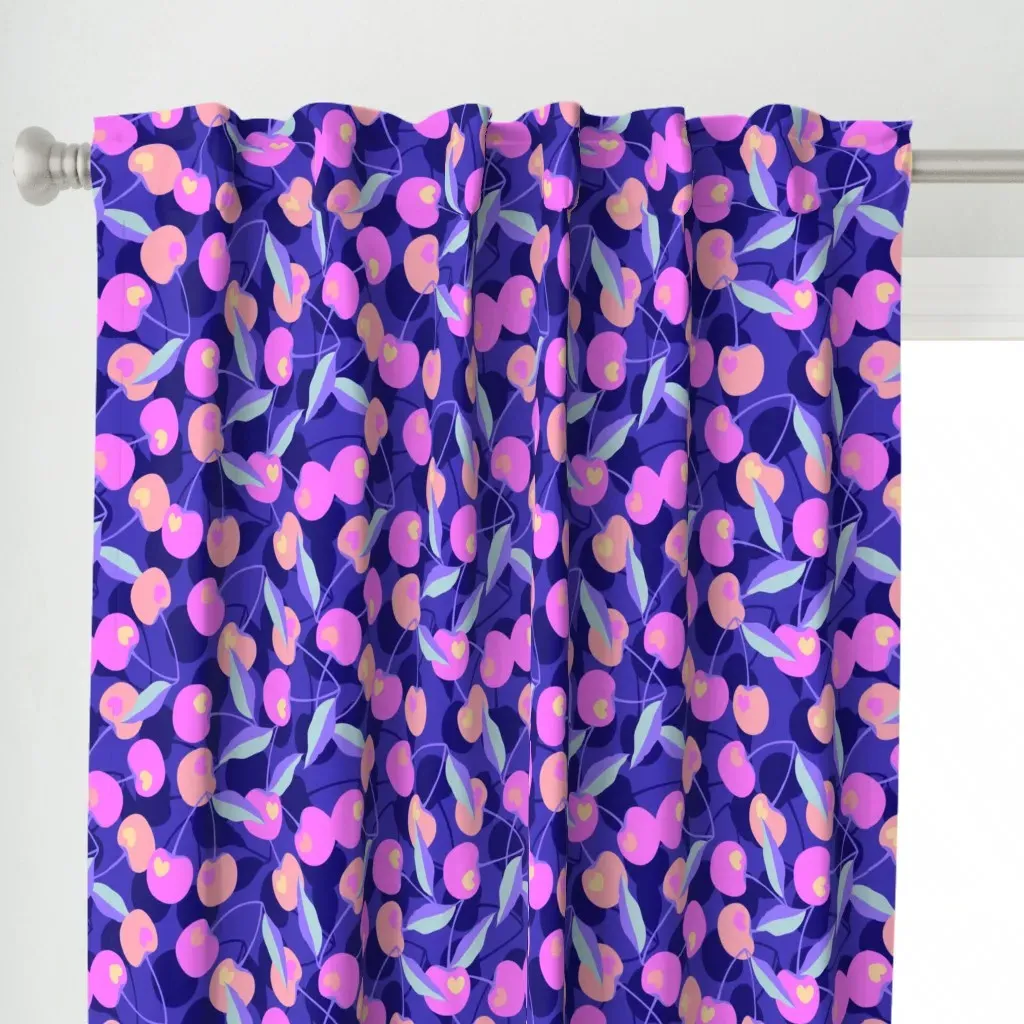 Glowing Cherries Y2K Curtain Panel - Pink alternate view