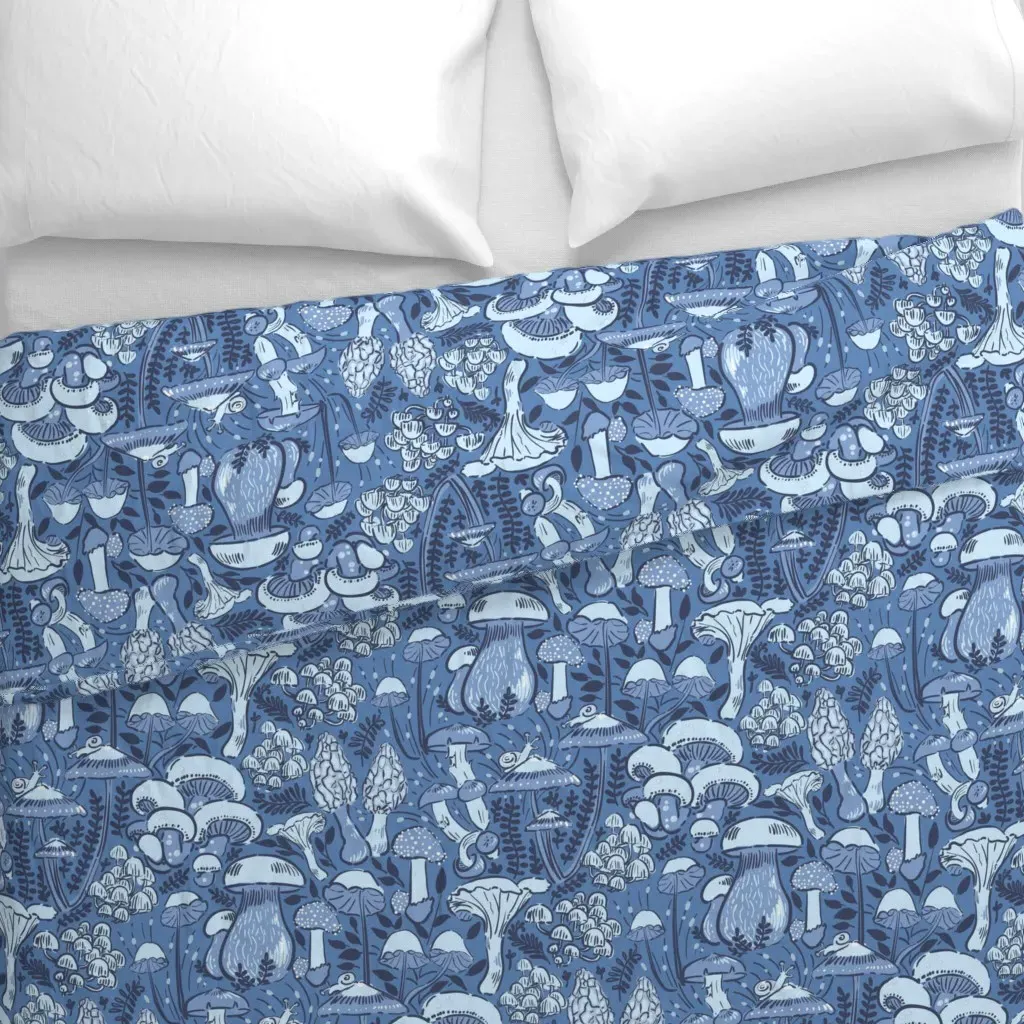 Glowing Fungi In Foggy Blue Duvet Cover - Light Blue alternate view