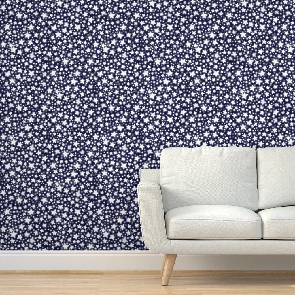 Glowing Stars Peel and Stick Wallpaper - White, Navy Blue product