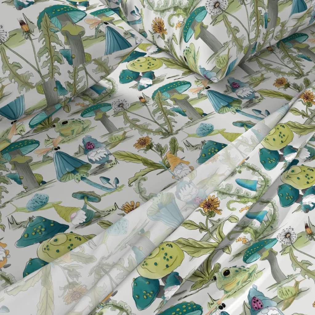 Gnome Garden Large Scale by Jaf Studio Twin XL Sheet Set - Teal alternate view