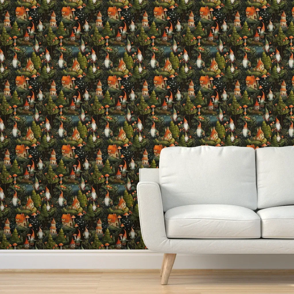 Gnomes Village Peel and Stick Wallpaper - Green product