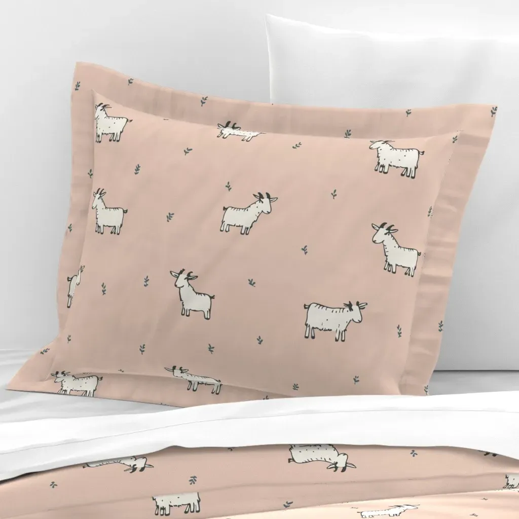 Goats Fields Countryside Standard Flanged Cushion - White, Cotton Sateen product
