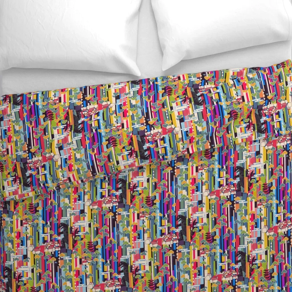 Godzilla 500 Times Duvet Cover - Red alternate view