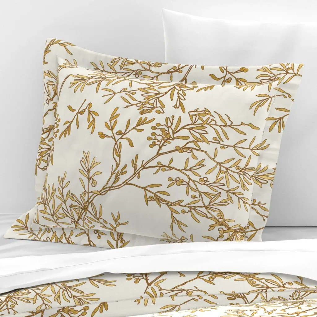 Gold Branches Chinoiserie Standard Flanged Pillow Sham - Gold, Cotton Sateen product
