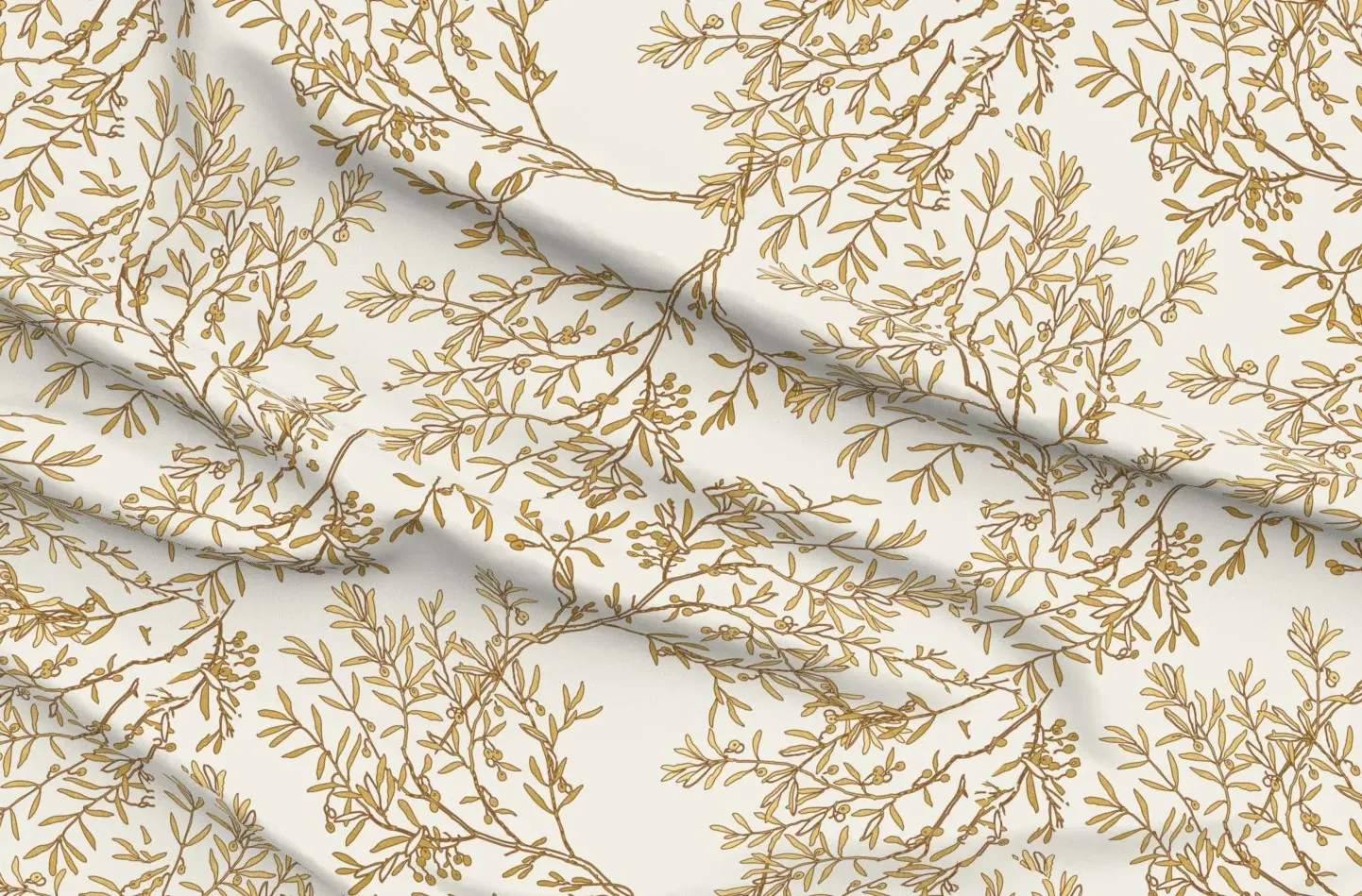Gold Branches Chinoiserie Toile Fabric Medium Yardage - Gold, Ivory product