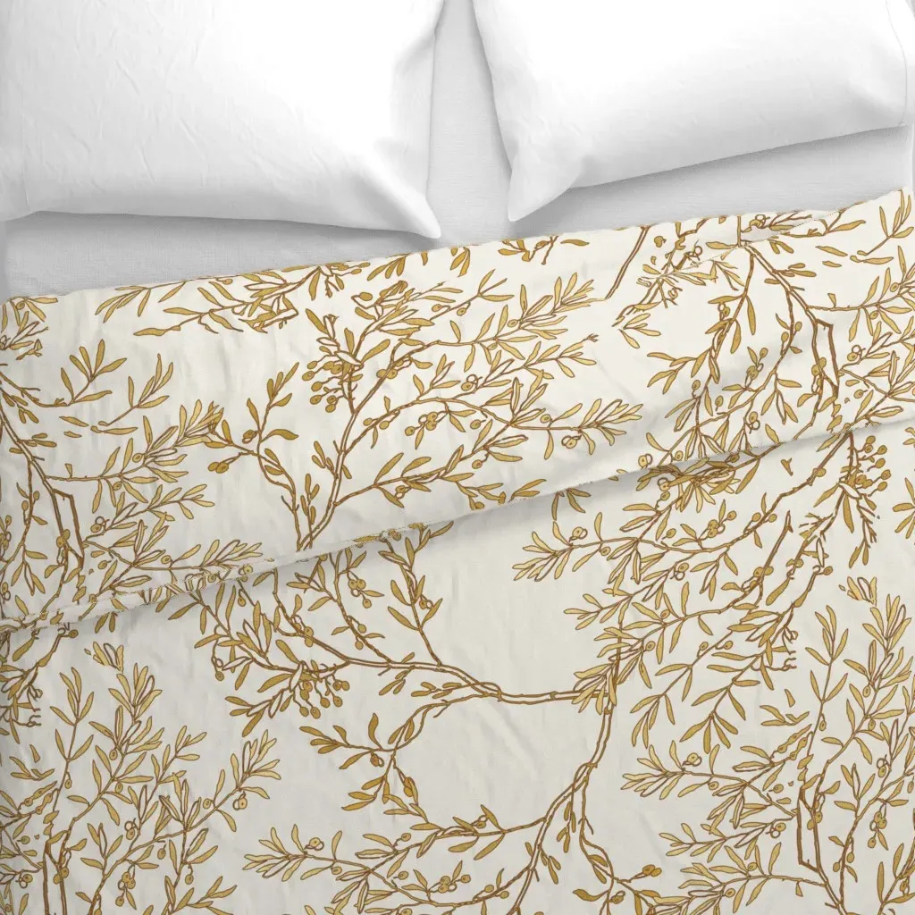 Gold Branches On Cream Toile Duvet Cover - Gold alternate view