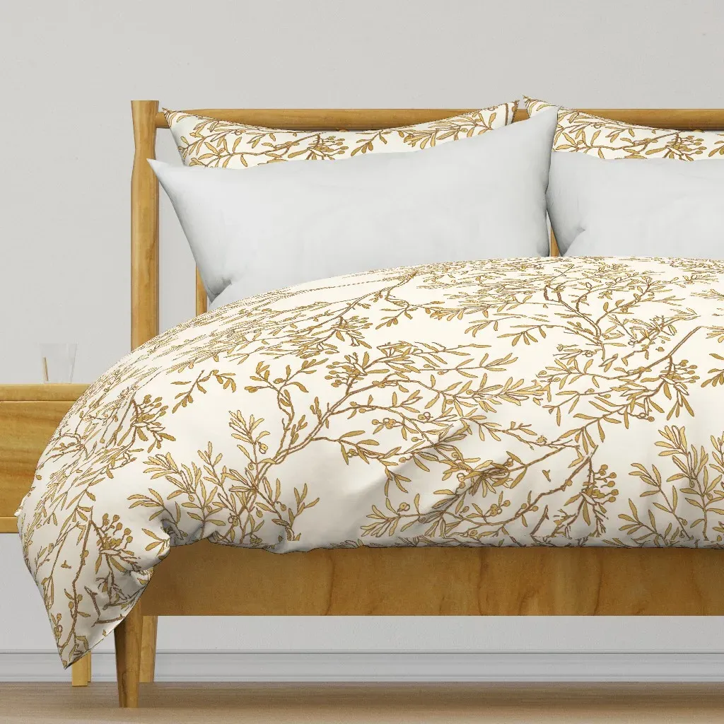 Gold Branches On Cream Toile Duvet Cover - Gold product