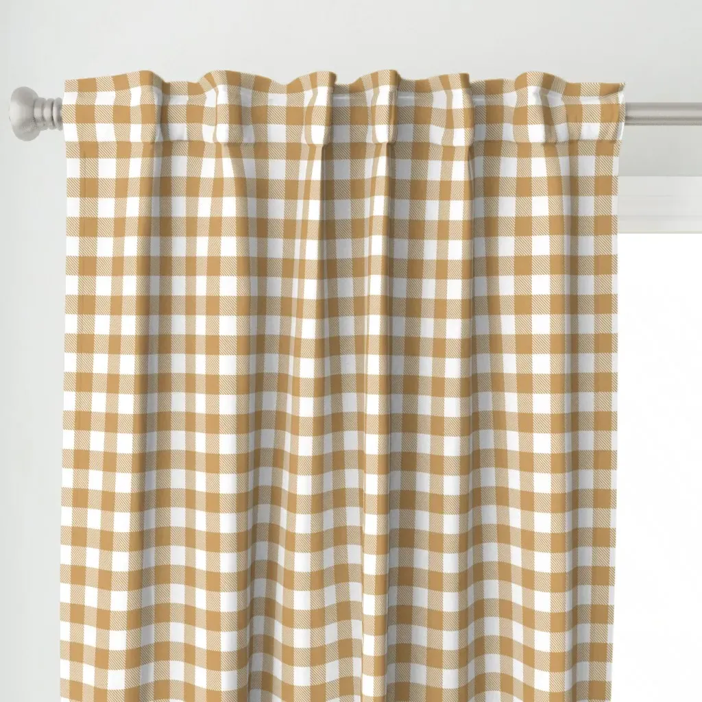Gold Buffalo Plaid Curtain Panel - Kraft Brown alternate view
