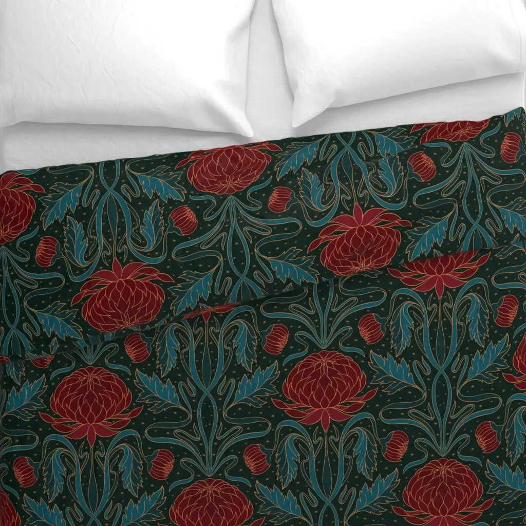 Gold Dark Retro Duvet Cover - Red alternate view