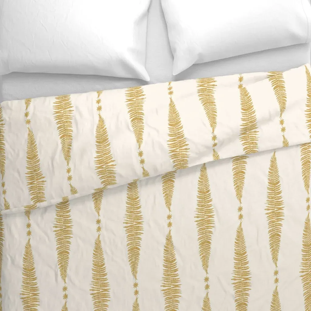 Gold Fern Leaf Duvet Cover - Gold, Cream alternate view