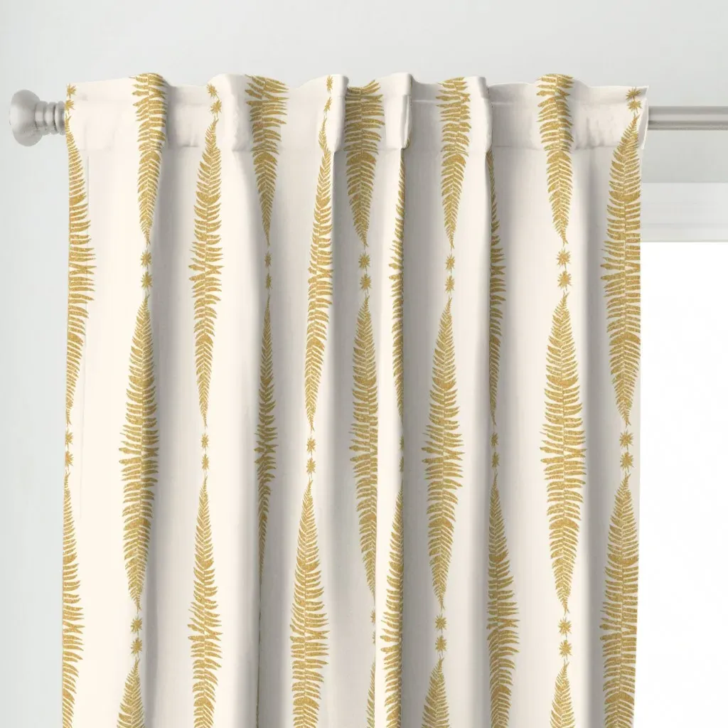 Gold Fern Leaf on Cream Curtain Panel alternate view