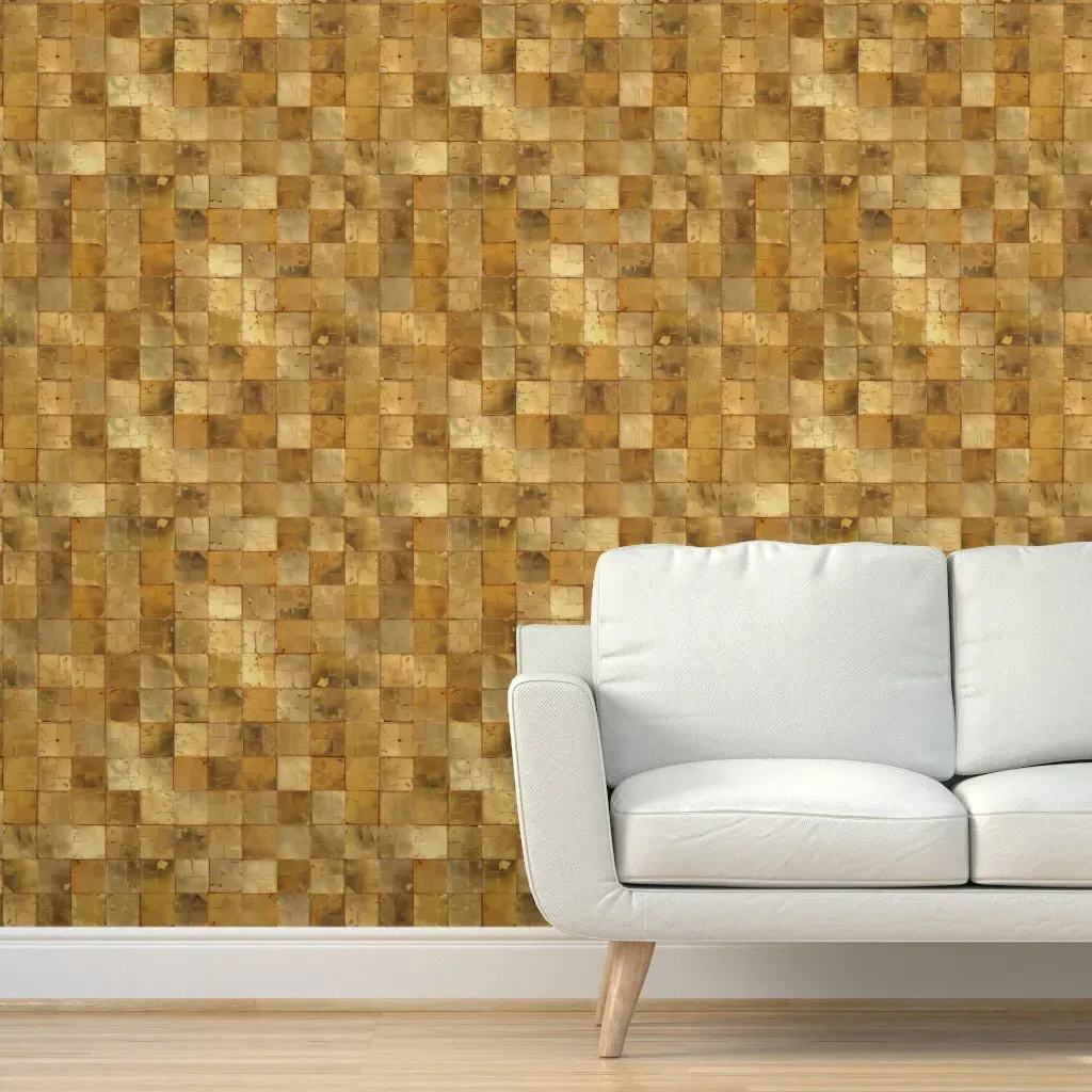 Gold Leaf Scan Squares Peel and Stick Wallpaper - Gold product