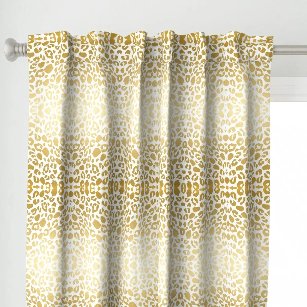Gold Leopard Print Curtain Panel - Gold alternate view
