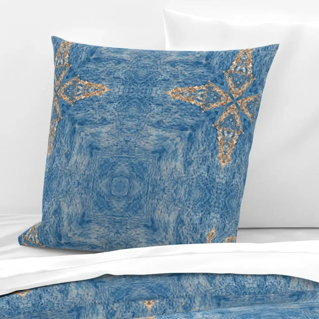 Gold Stars Textured Background Euro Pillow Sham - Blue product