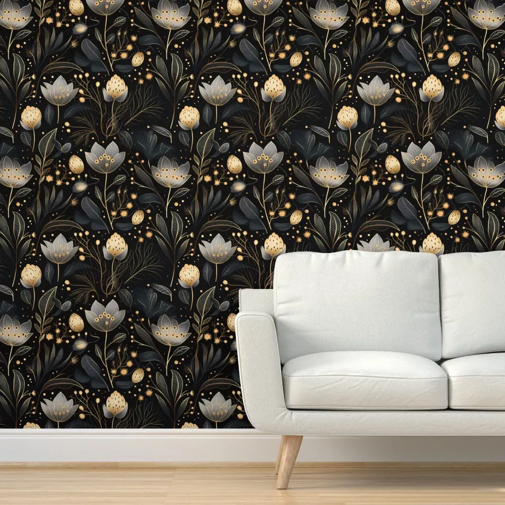 Golden Age Floral Peel and Stick Wallpaper - Grey, Gold product