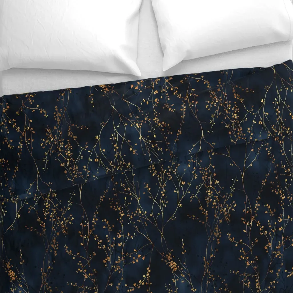Golden Birches Duvet Cover - Navy Blue alternate view