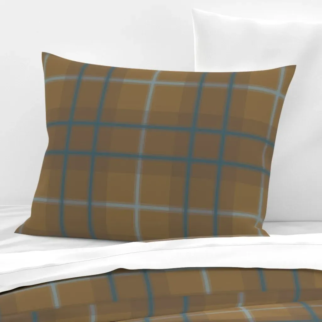 Golden Brown Plaid Standard Knife Edge Cushion Cover - Cotton Sateen product