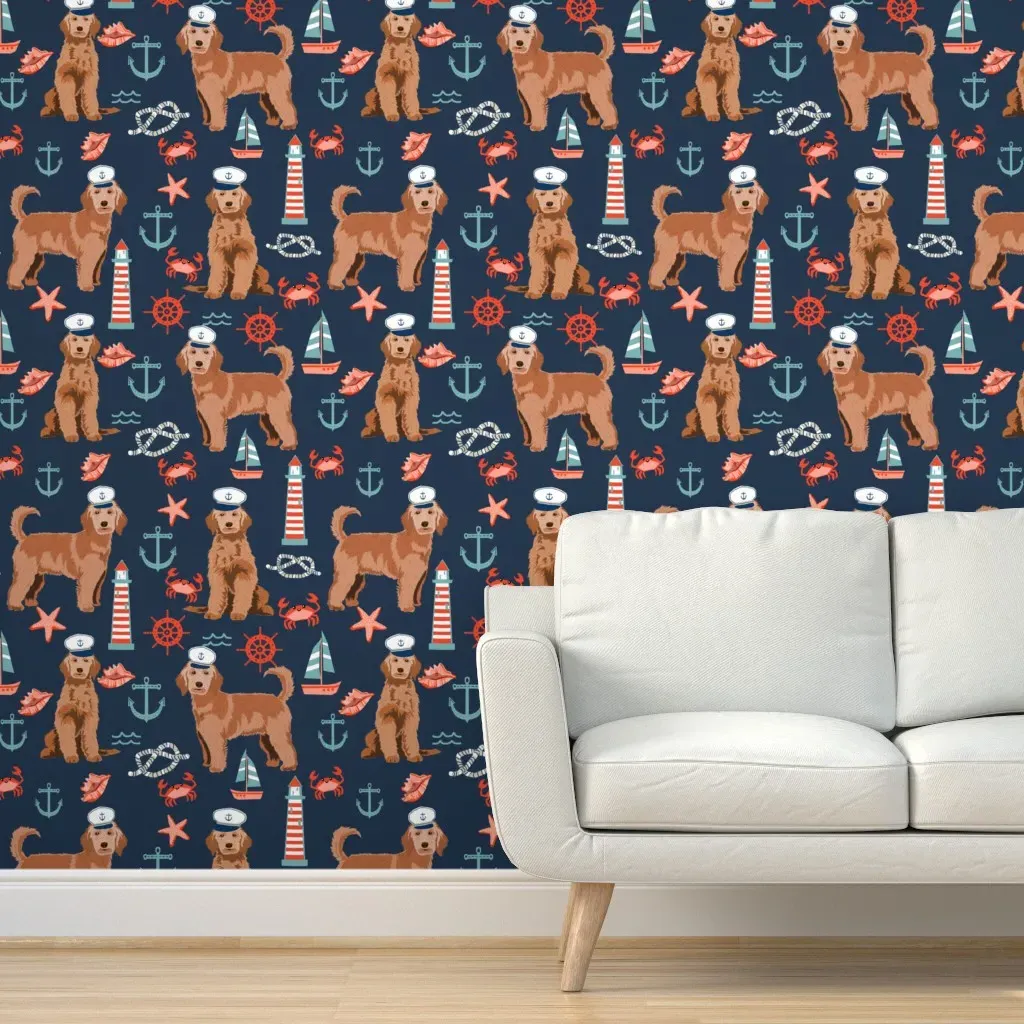 Golden Doodle Nautical Peel and Stick Wallpaper - Brown product