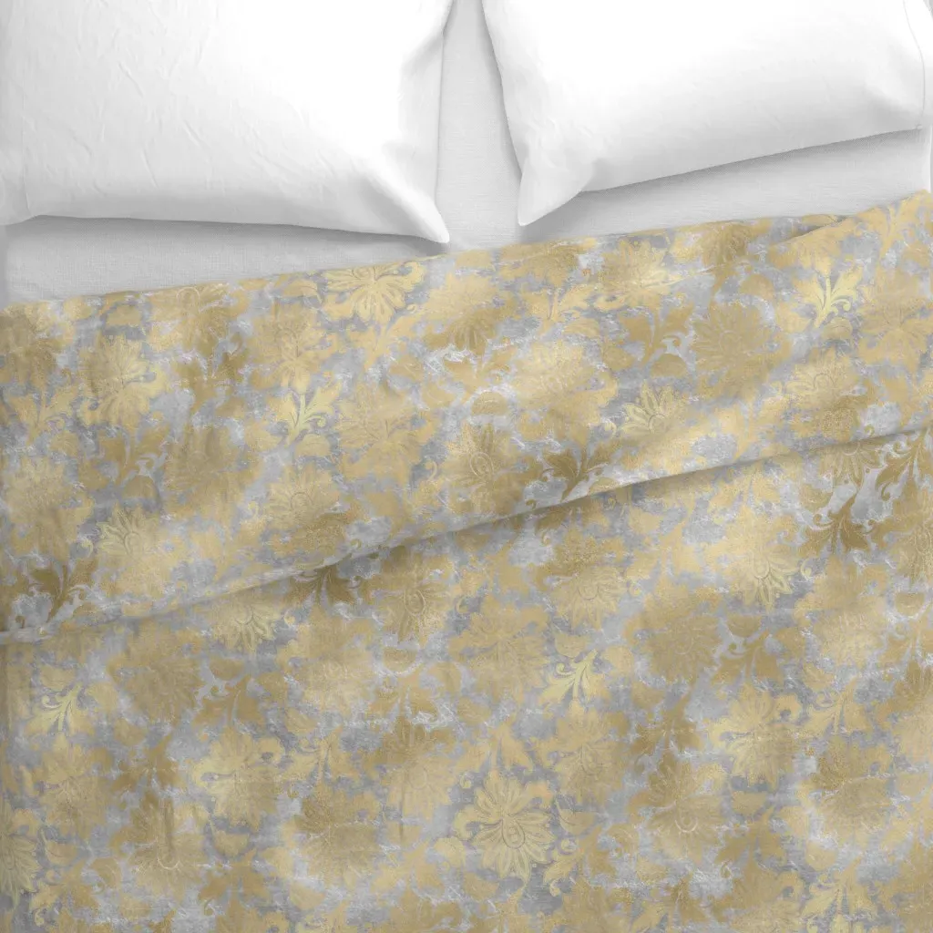 Golden Floral Damask 17 Duvet Cover - Gold alternate view