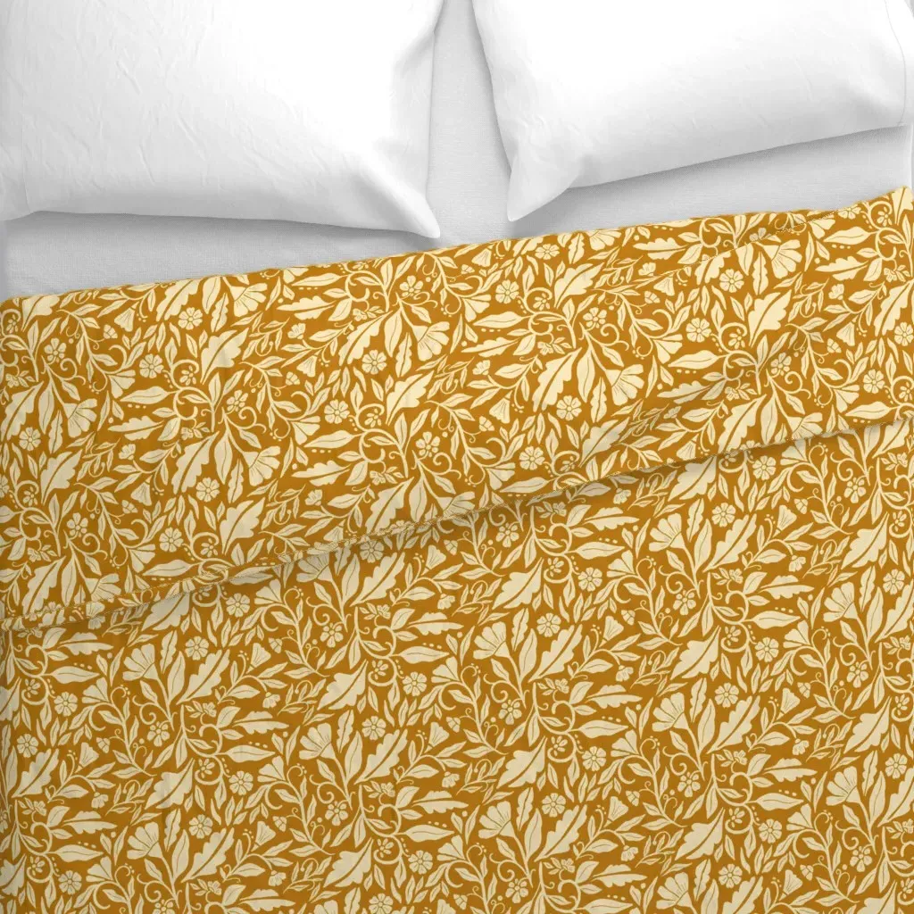 Golden Folk Floral Duvet Cover - Beige alternate view
