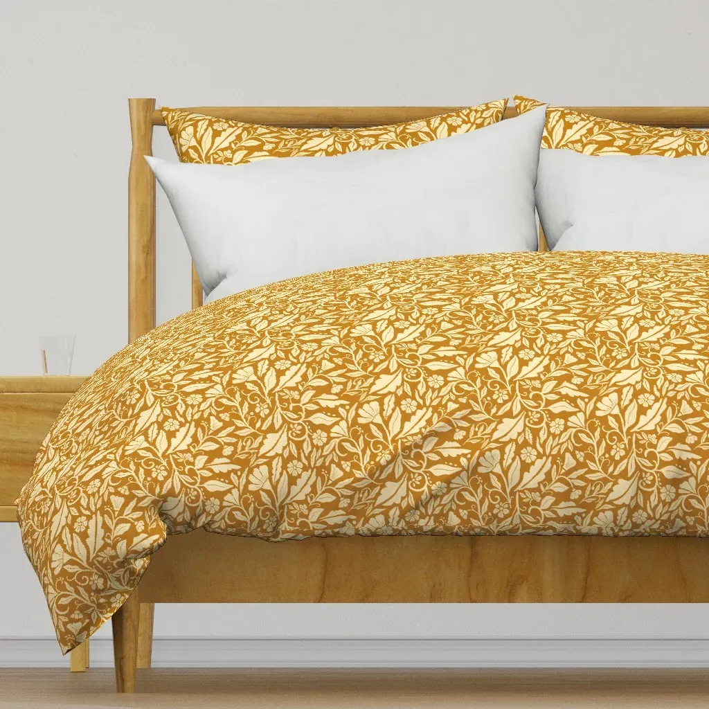 Golden Folk Floral Duvet Cover - Beige product