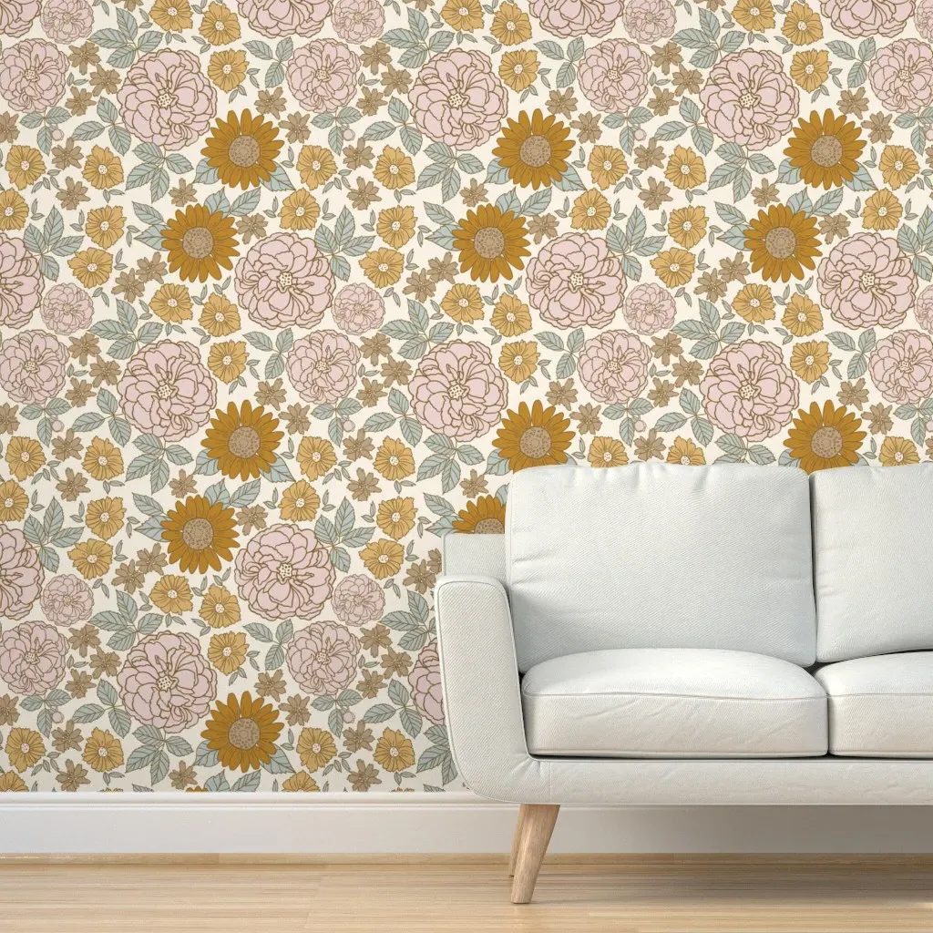 Golden Girl Peel and Stick Wallpaper - Gold, Pink product