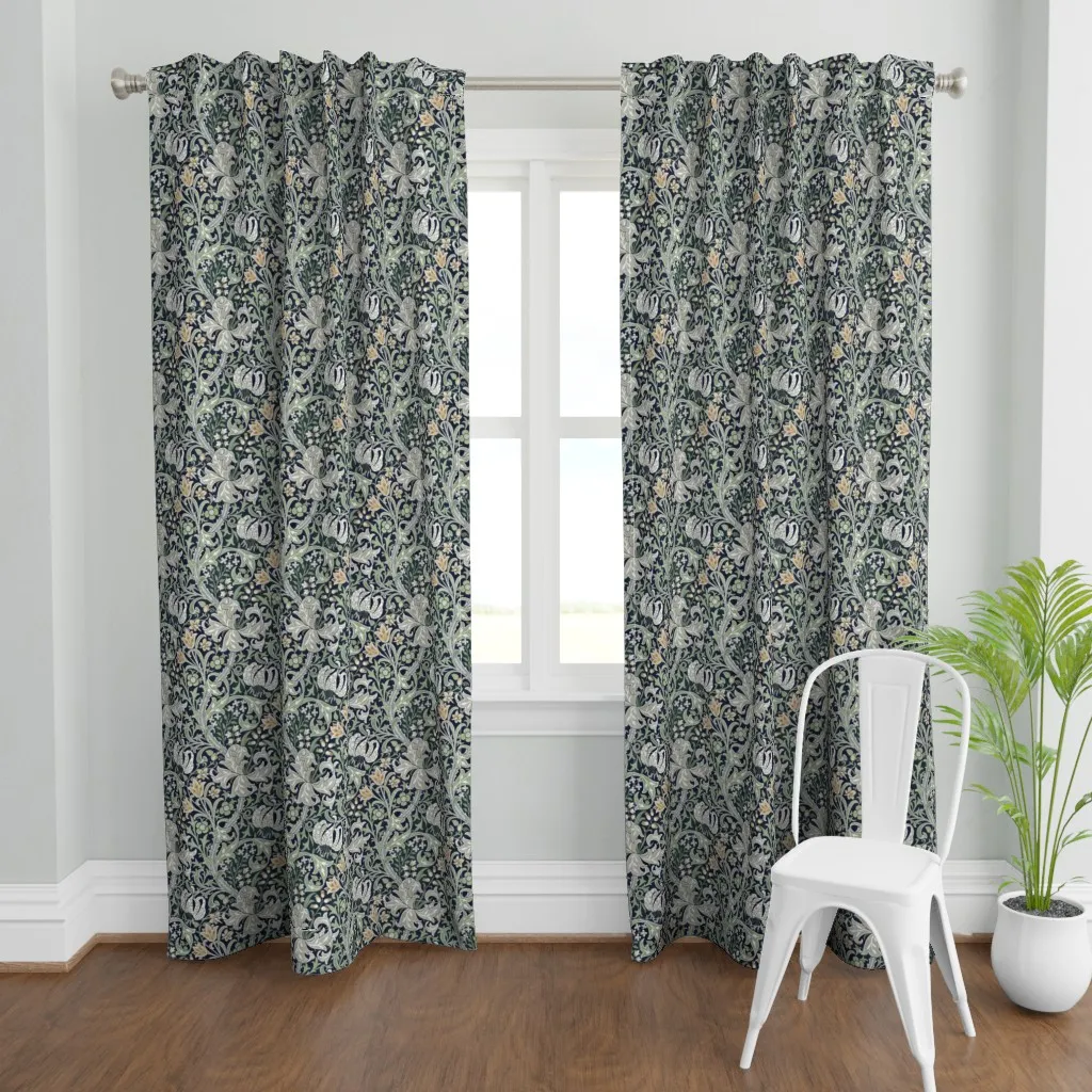 Golden Lily In Garden Curtain Panel - Green product