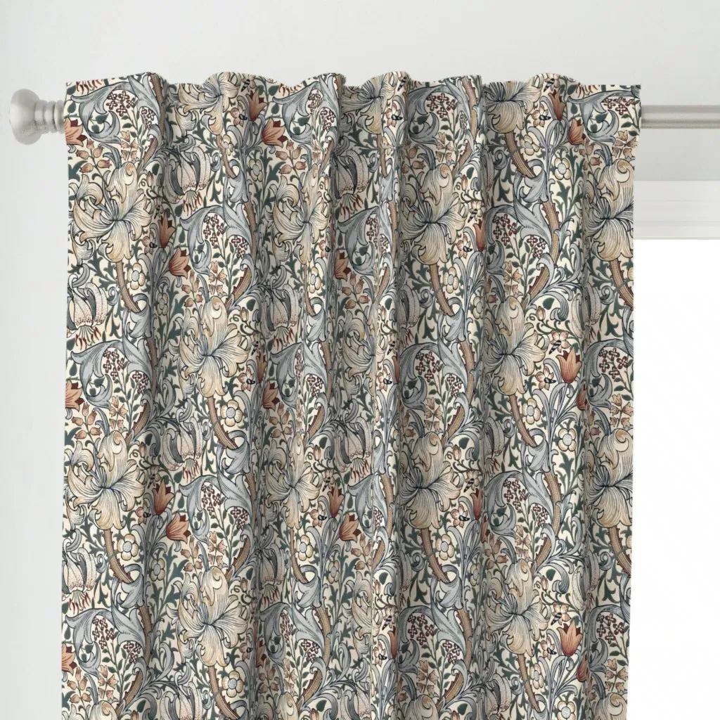 Golden Lily In Summer Curtain Panel - Cream alternate view