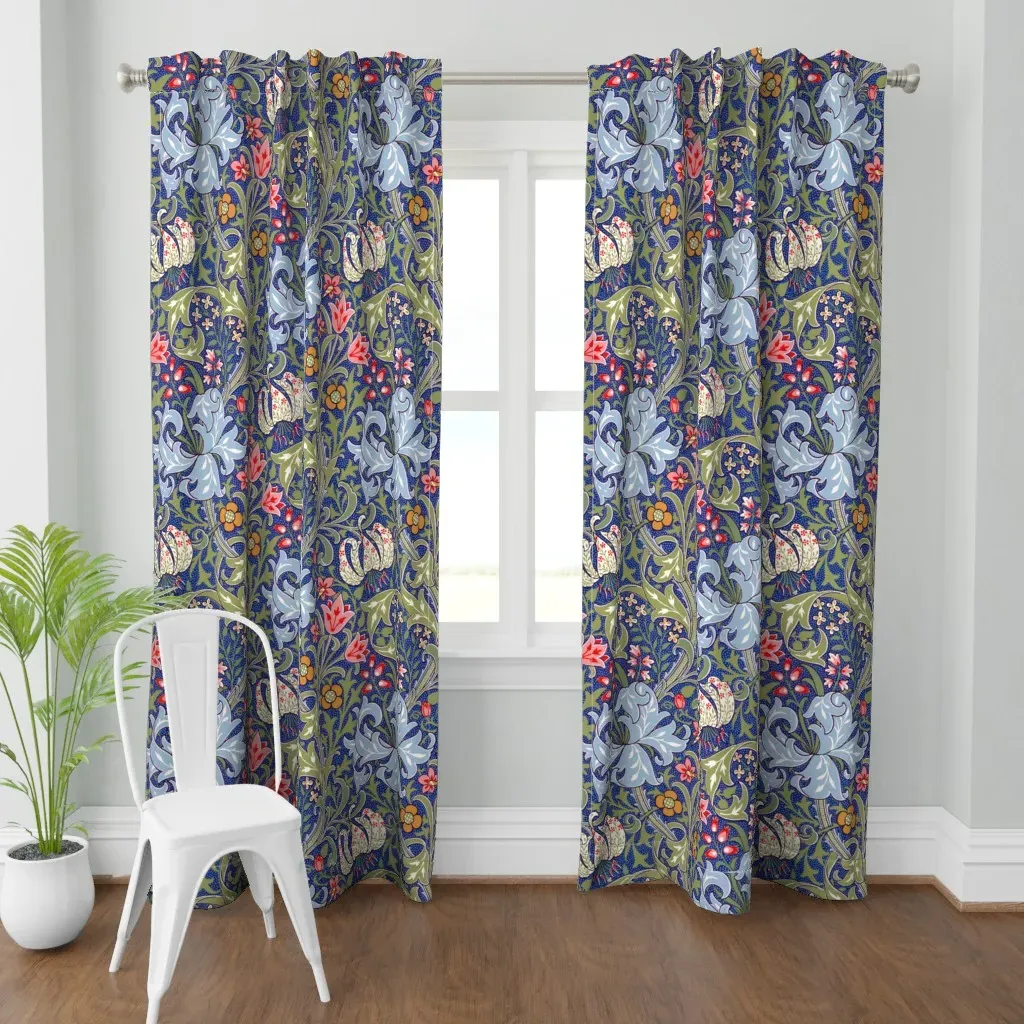 Golden Lily Intense Curtain Panel - Blue product