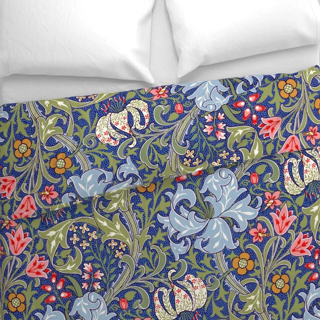 Golden Lily Intense Duvet Cover - Blue alternate view