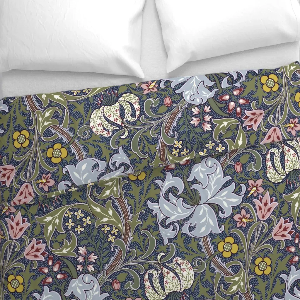 Golden Lily Strawberry Thief Duvet Cover - Dusty Blue alternate view
