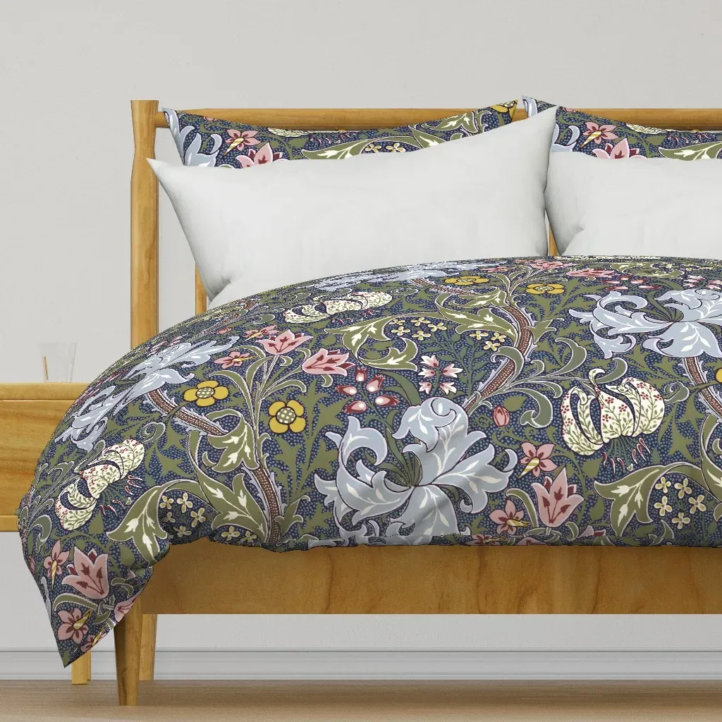 Golden Lily Strawberry Thief Duvet Cover - Dusty Blue product