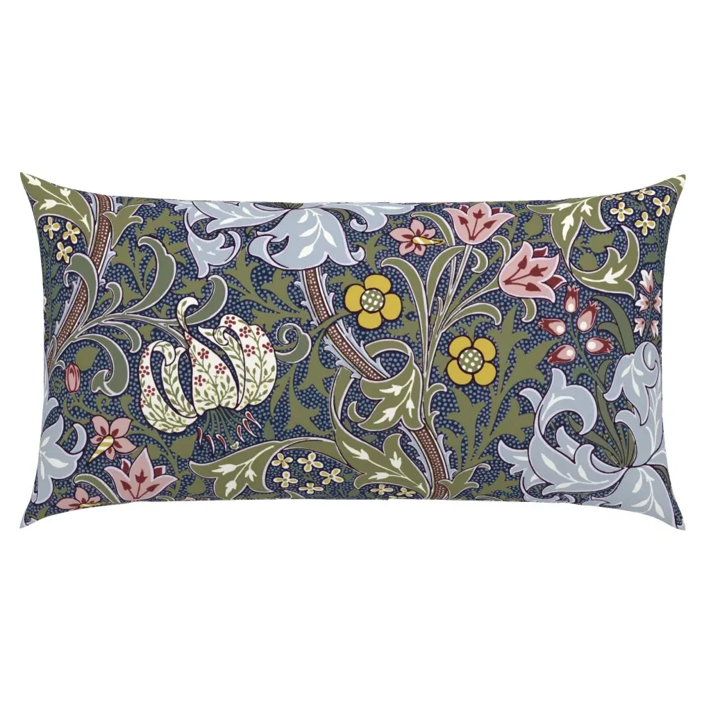 Golden Lily Strawberry Thief Tones Jumbo King Pillow Sham - Dusty Blue product